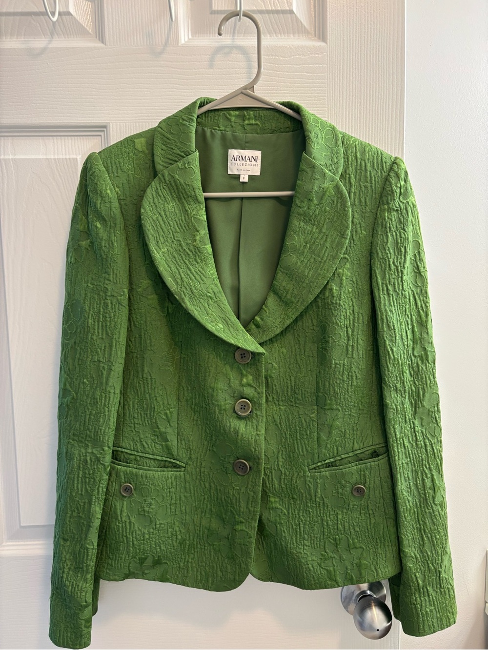 Giorgio Armani Collezioni Green Blazer Jacket SZ 10 Clover Italy